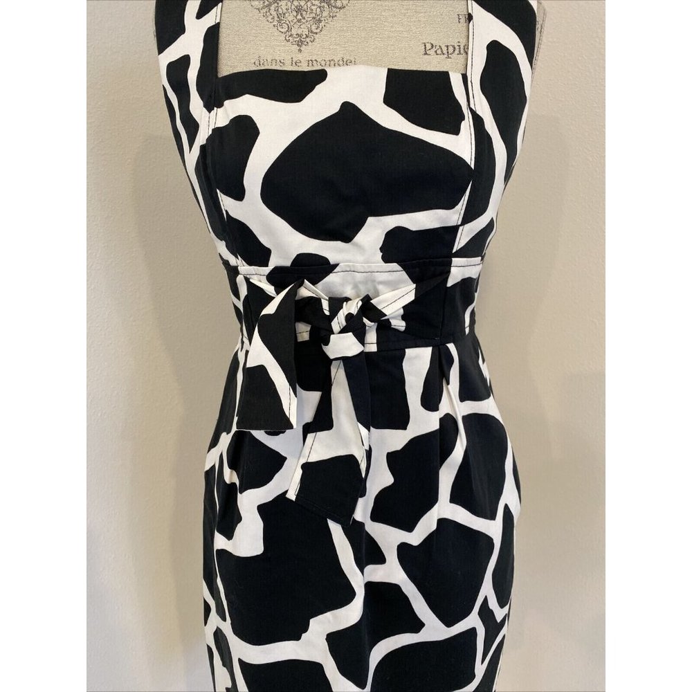 EUC David Meister Sz 6 Dress Black & White Sleeveless Lined Made In USA